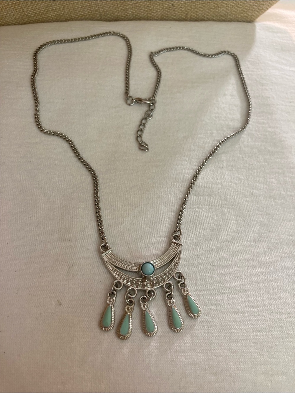 Chandelier Pendant  Necklace with Faux Turquoise